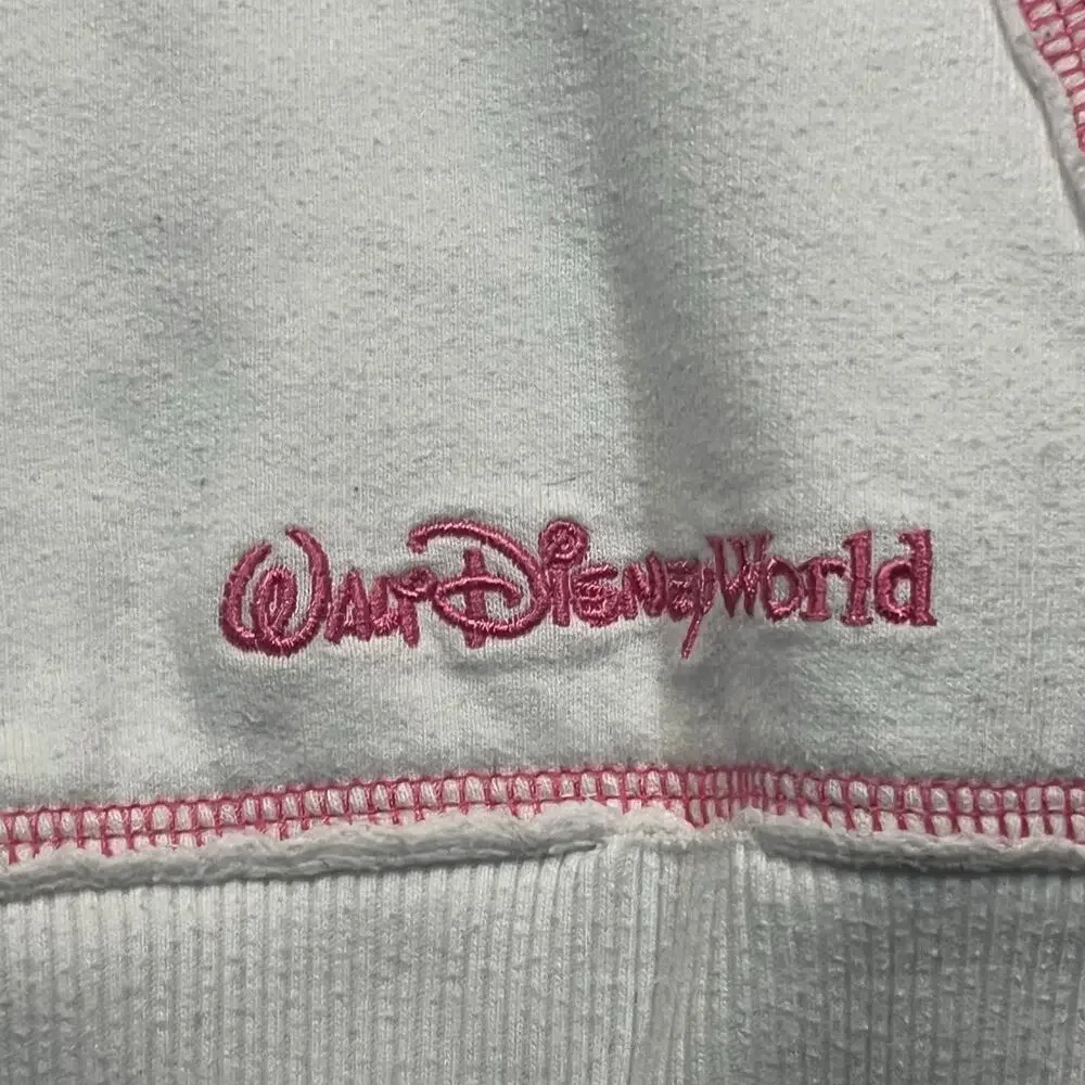 Disney Work Parks Princess Embroidered Hoodie White Pink Youth Girls‎ Size Small